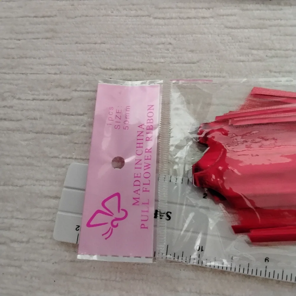 Pull-Ribbon Bows Set Of 5 Color RED 50mm Easy Present/basket Decor New With Tags - Picture 6 of 6